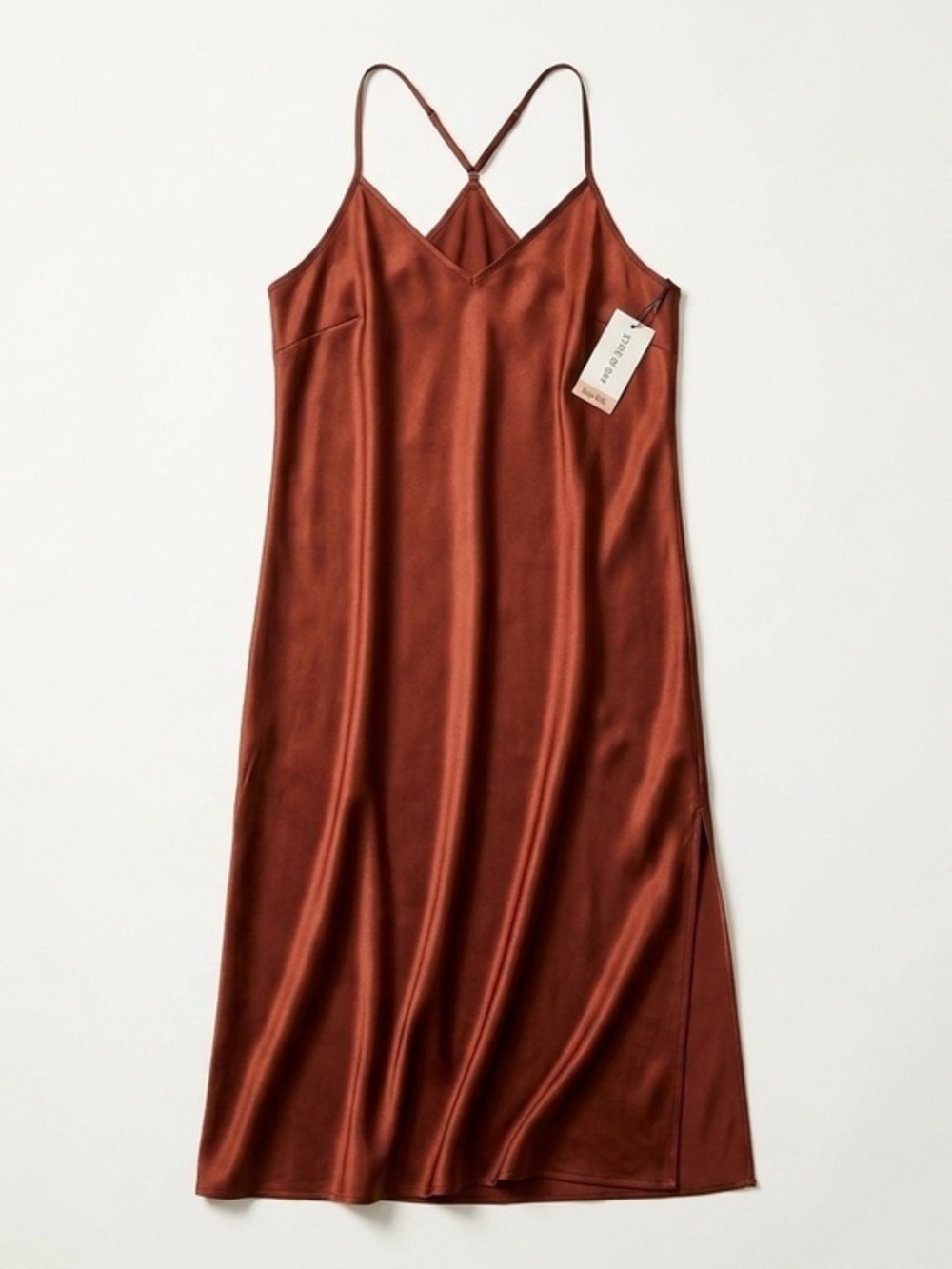 NWT Macy’s State of Day Satin Maxi Slip Nightgown Chocolate - XXL